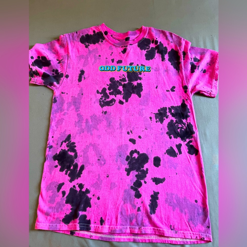 Odd Future X Santa Cruz T-Shirt Pink Cow Tie Dye Dripping Doughnut Skate sz M